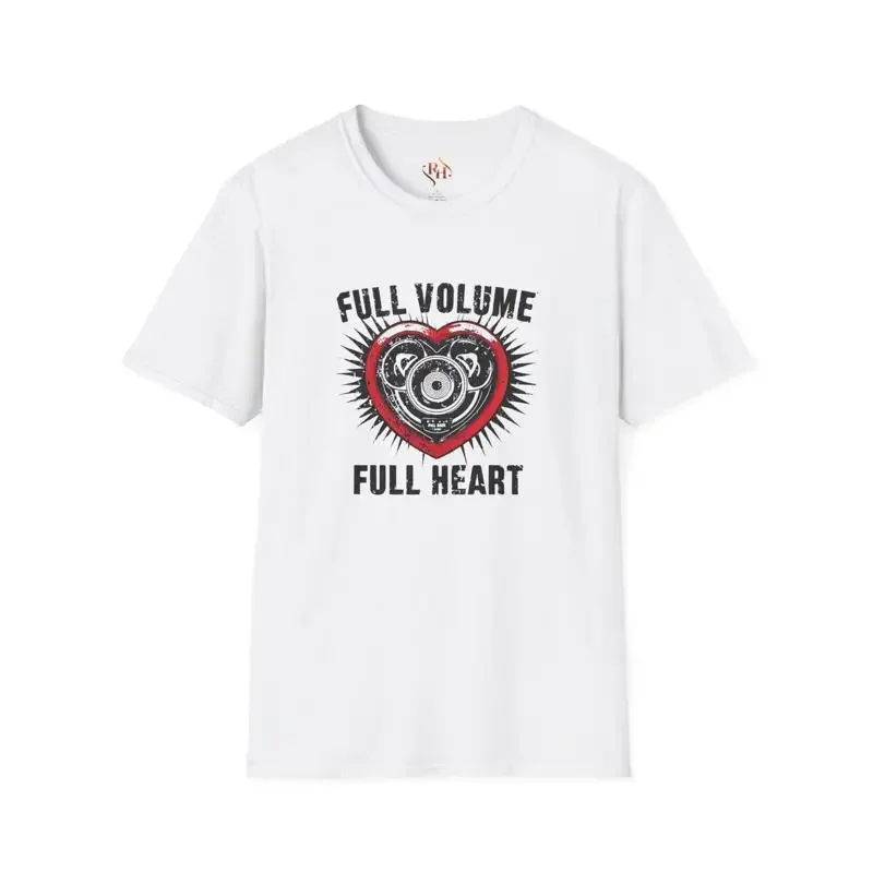 Full Volume Heart T Shirt Music Lovers Trendy