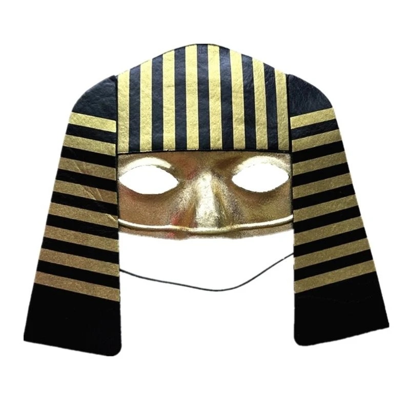 

652F Egyptian Costume Accessories Golden Cape Cloak Egyptian Mask Venetians Mask Halloween Cosplay Costume for Kids Adults