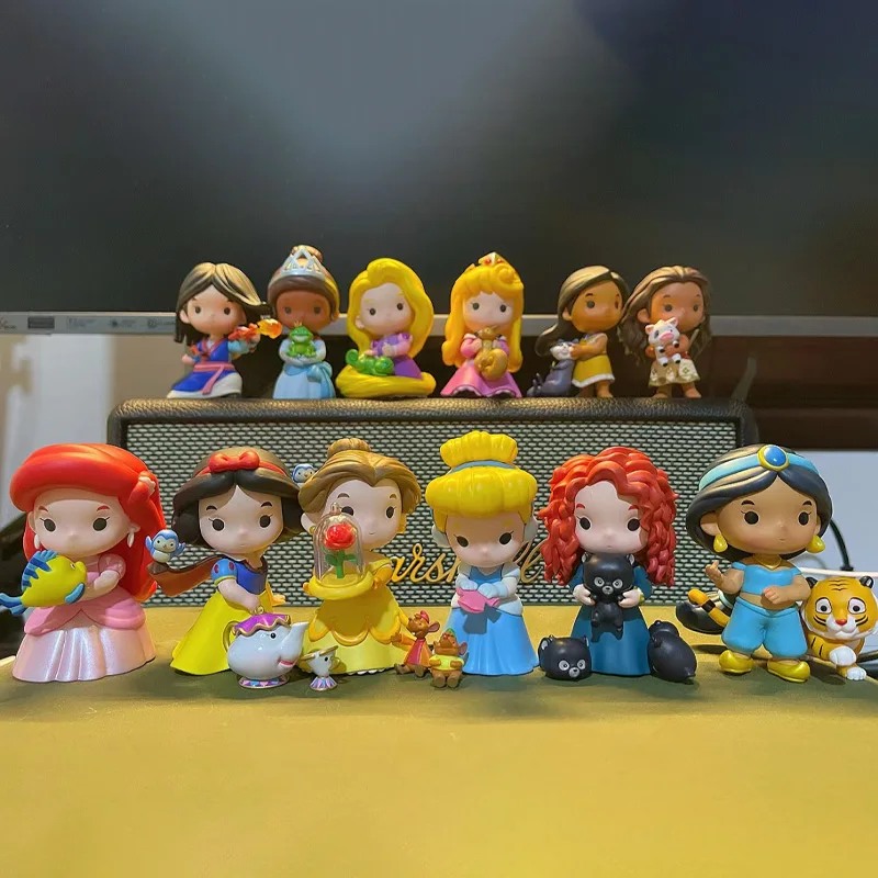 Disney Princess and Her Friends Series Model Brinquedos, Blind Box, Figuras Anime Boneca, Girl Desktop Ornamento, Presente de Aniversário, Novo