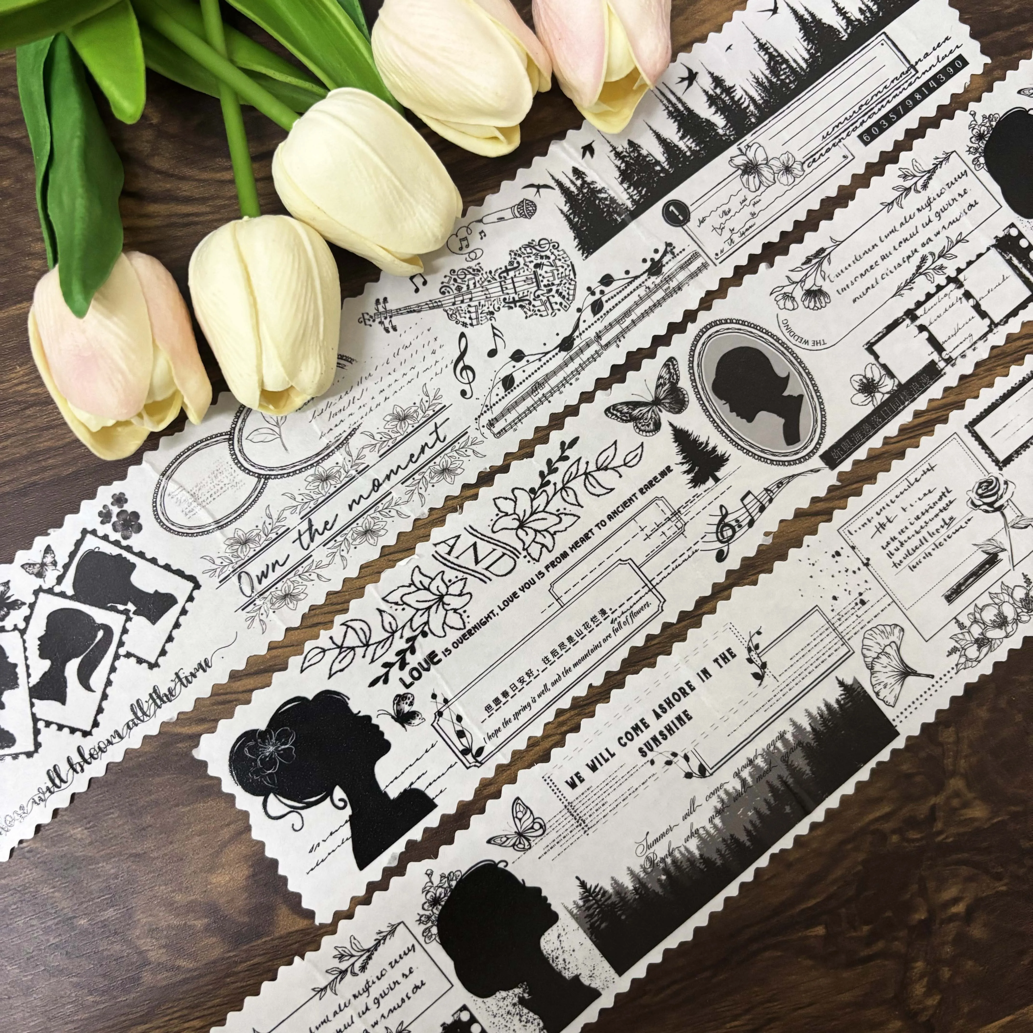 

Time Silhouette Washi Pet Tape Roll Light Retro Film Base Pocket Sticker and Paper Sticker