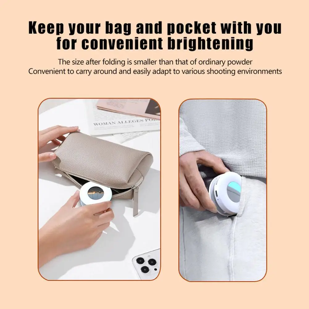 2in1 Foldable Magnetic Phone Holder Rechargeable Fill Light Travel Makeup Smartphone Portable Desktop Selfies Video Selfie Light