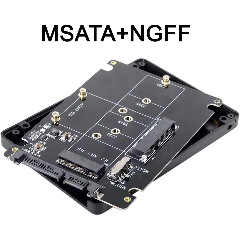 JonISerl Combo M.2 NGFF B-Key & MSATA SSD to SATA 3.0 Adapter Converter Case Enclosure with Switch