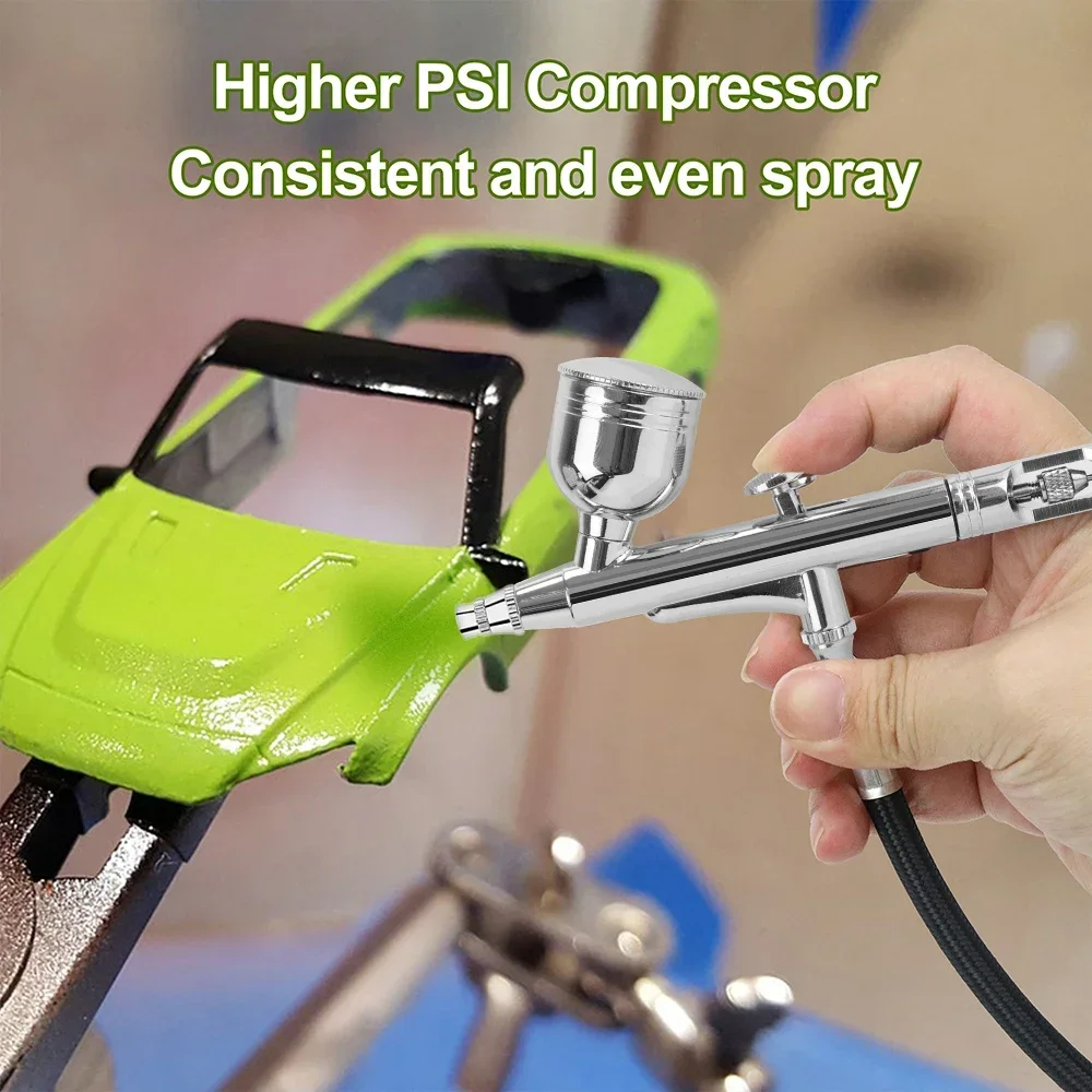 Dual-Action Airbrush Kit with 30PSI Auto-Stop Compressor Multi-Function Spray Gun for Makeup Nail Cake Decorating Model Painting