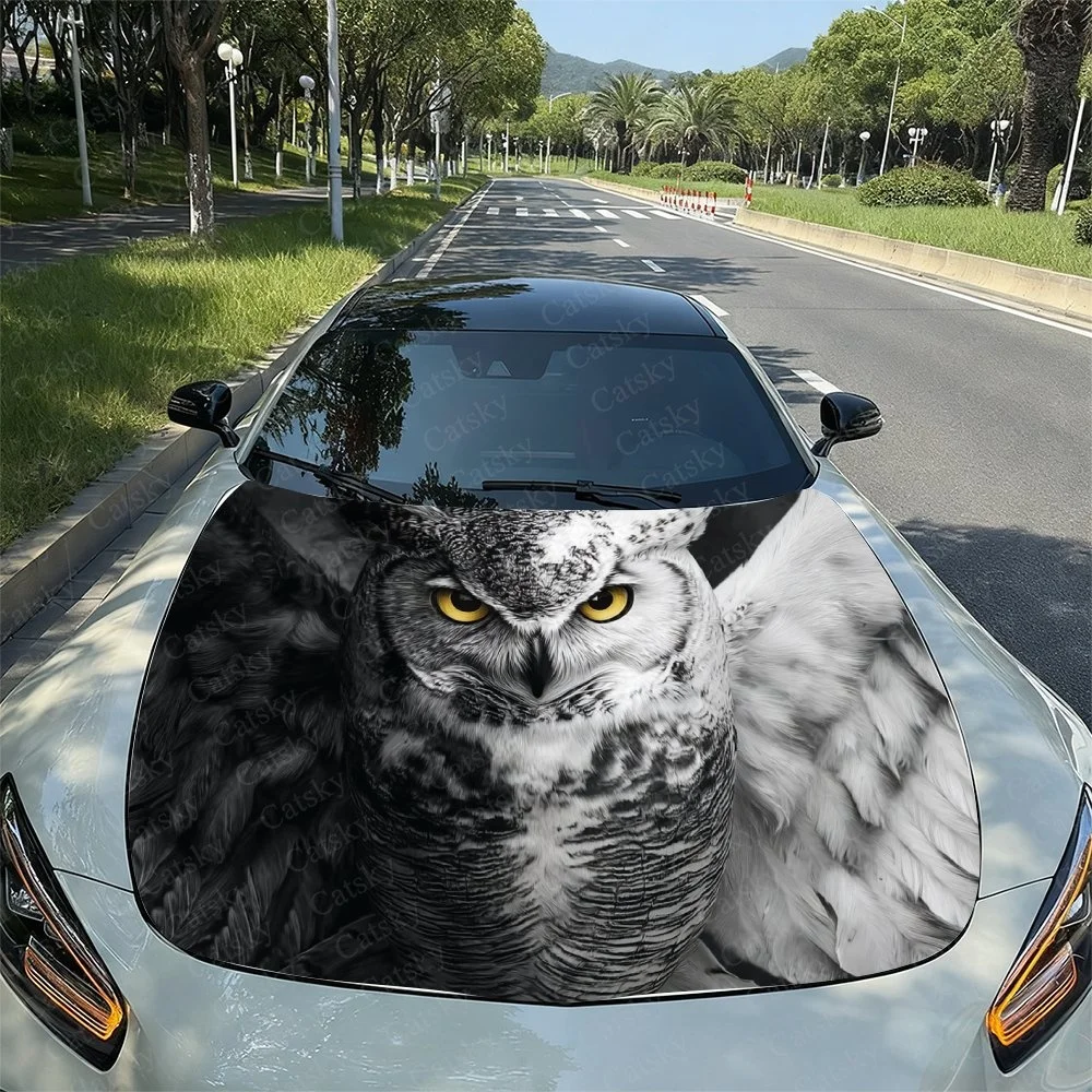 Tiger Owl Giraffe Car Hood Sticker PVC Self Waterproof Stick,Striking Auto Exterior Accessories Decor Protect Gift for Car Lover