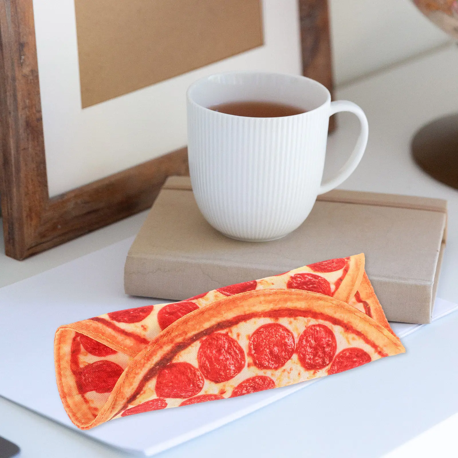 Pizza Pencil Case Canvas Pencil Roll Up Holder Exquisite Workmanship Portable Stationery Wrapping Bag Pen Pouch Organizer Brush