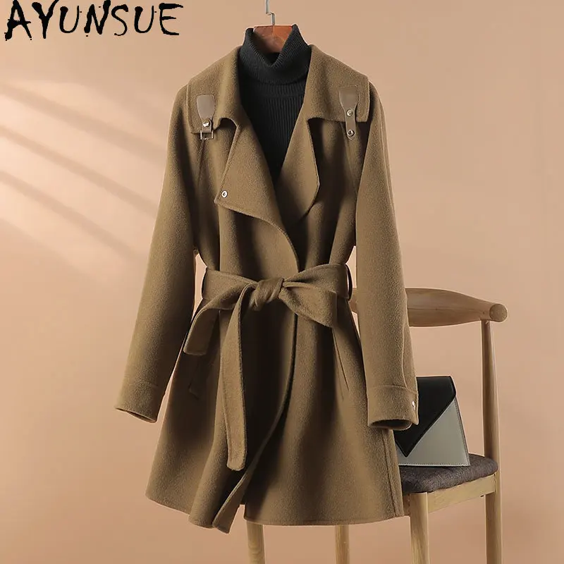 

AYUNSUE Cashmere Coat Women Winter Elegant Double-sided Wool Coats for Women Korean Fashion Wool Jackets New Outwears Abrigos