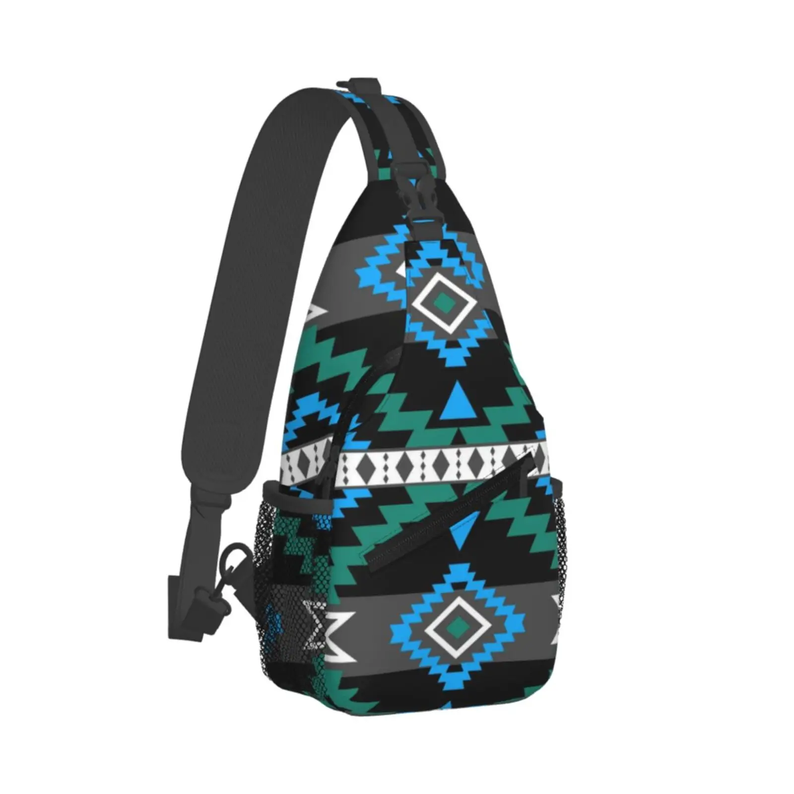 Navajo Triangle Stripe Retro Exotic Style Printing Sling Chest Crossbody Bag Men Casual Shoulder Backpack for Travel Cycling