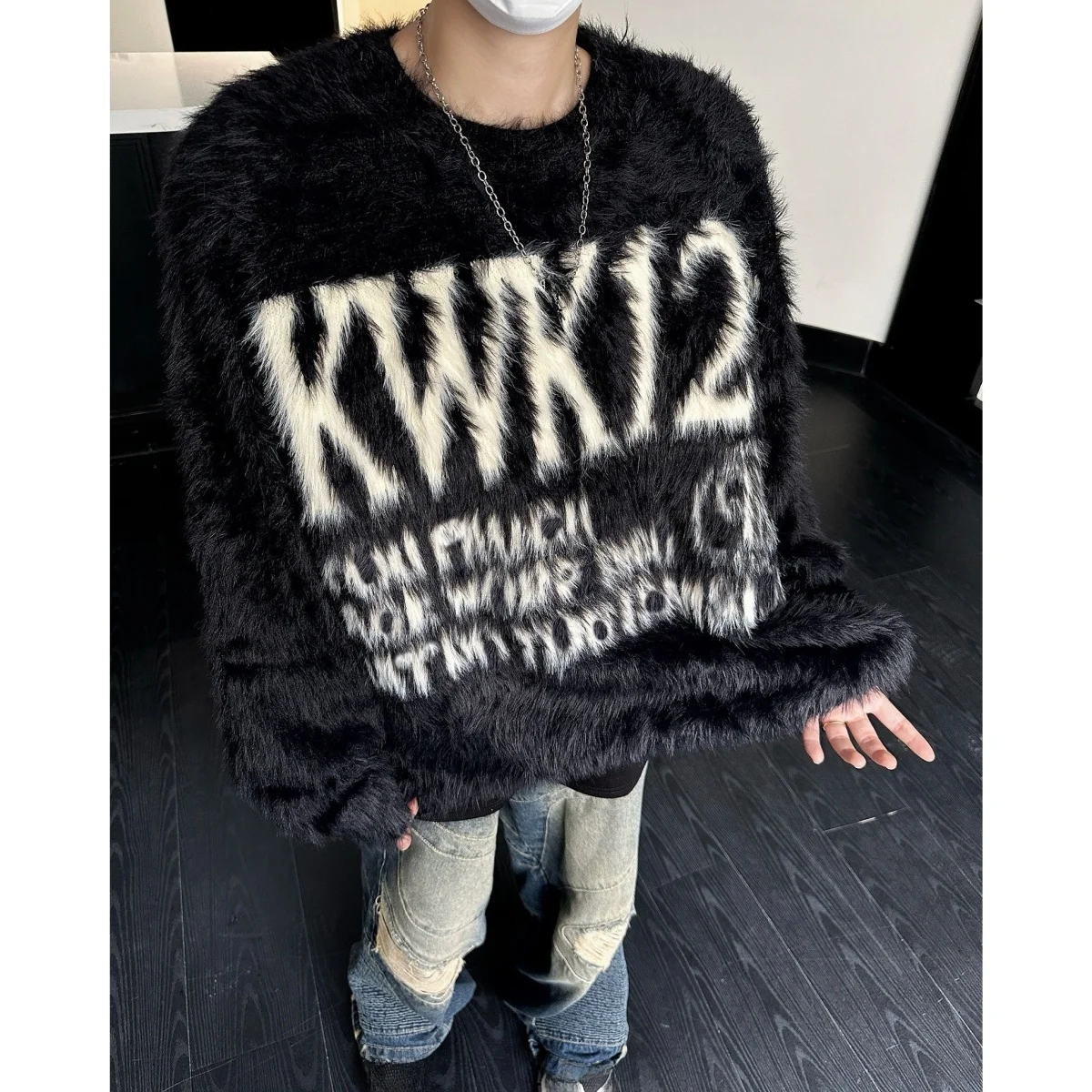 

Мужской свитер на осень-зиму, круглый вырез, вязаный, в американском стиле, свободный крой, мягкий, из полиэфирного волокна, длинный рукав, повседневный