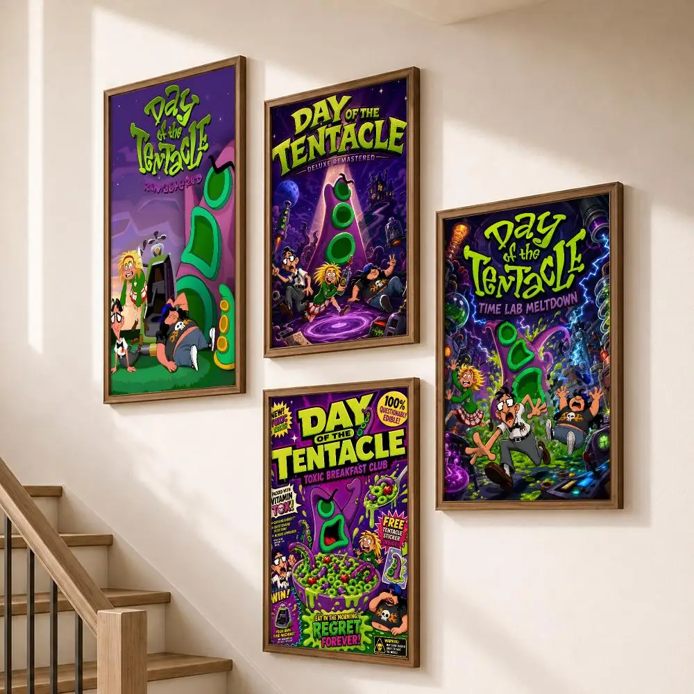 Game Classic Day Of The Tentacle Poster HD Self Adhesive Wall Decor for Bedroom Dorm Room Office Gaming Room Gift