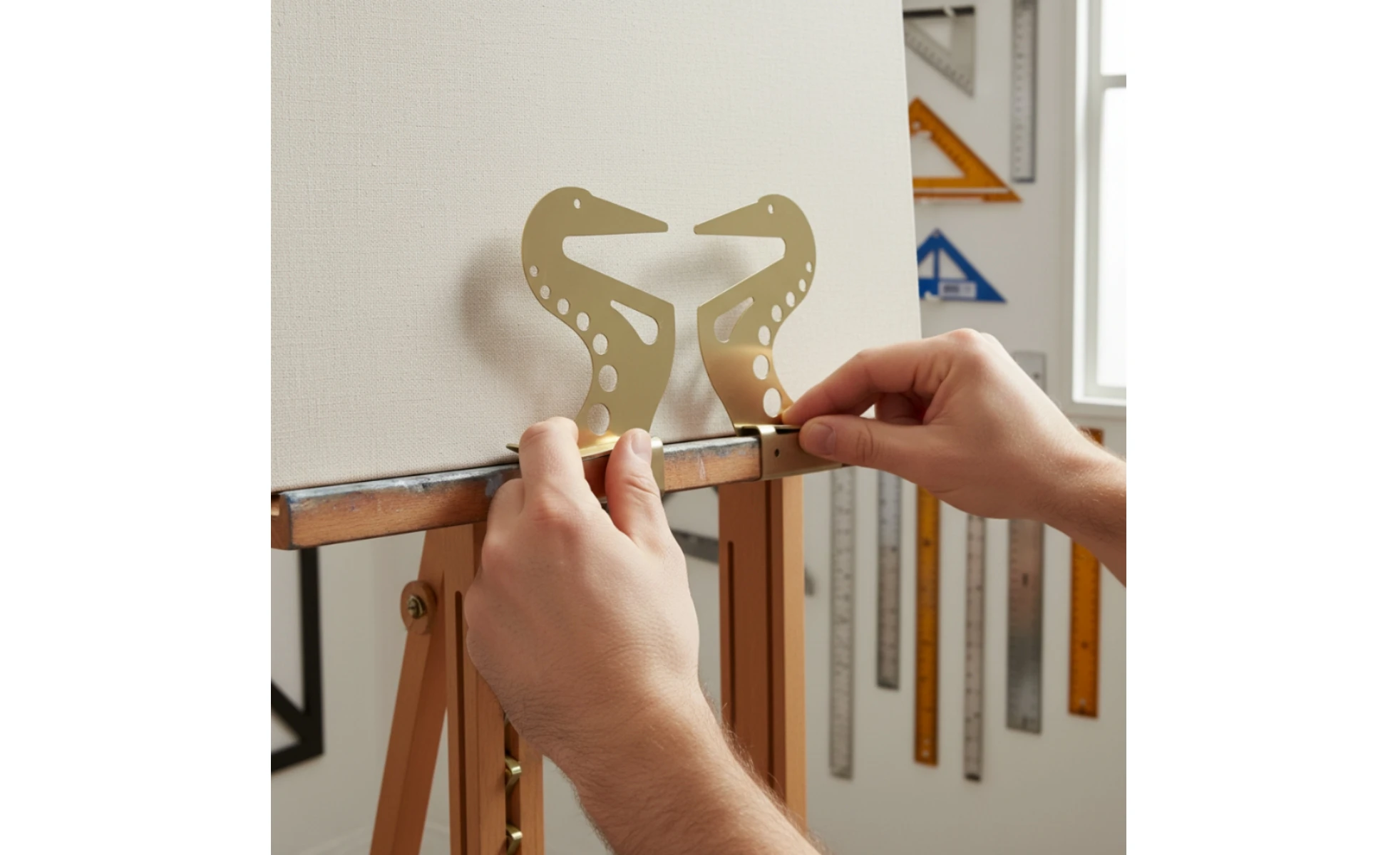 Artist Hand Rest Bridge Adjustable Artist Bridge Hand Rest Art Supply Curved Metal Clamp Brackets for Artists, Drawing