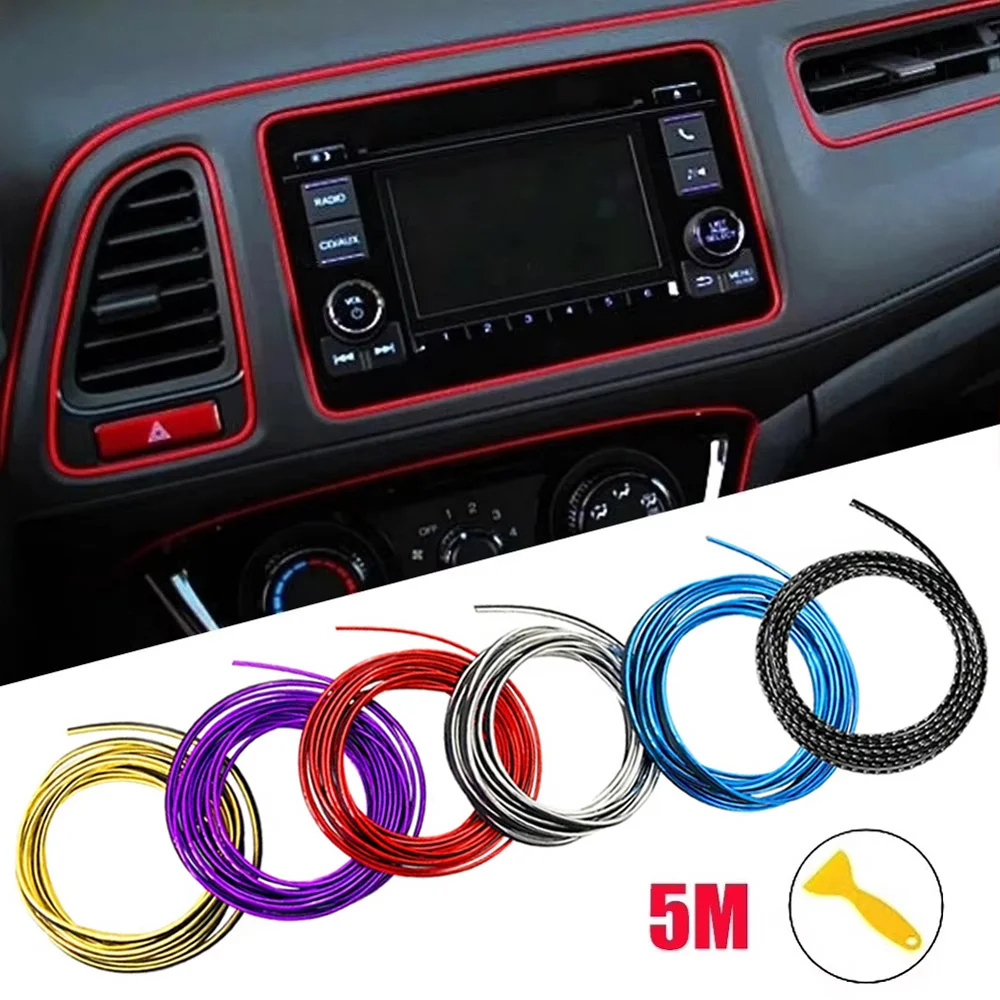 2026 Universal Car Moulding Decoration Flexible Strips 5M/3M Interior Auto Mouldings Car Cover Trim Dashboard Door Car-styling