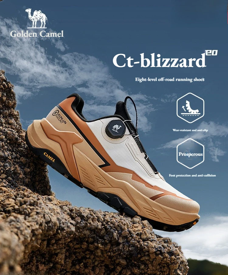 Golden Camel CT Men's Trail Sports Runing Shoes Long Distance OrthoLite Cushion Camel Anti-Slip Wearable Breathable Sneakers