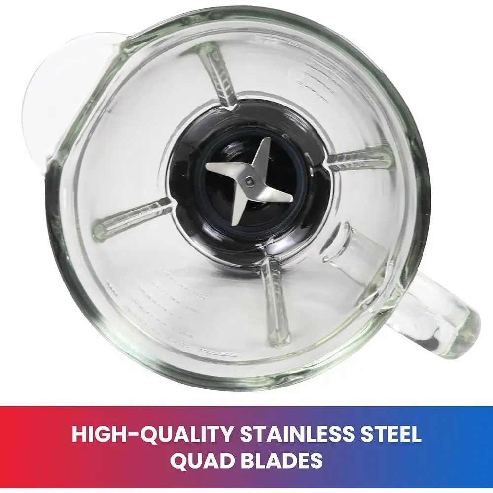 Powerful Countertop Blender 6 Cup Glass Jar 6 Speed Settings Quad Stainless Steel Blades Ice Crushing Smoothie Maker Auto Clean