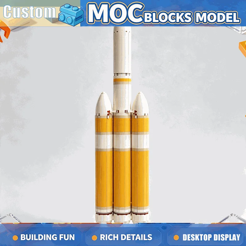 2930Pcs 1:110 Scale Heavy Launch Rocket Building Blocks Space Exploration Vehicle Model Creative Diy Assembly Collection Gift
