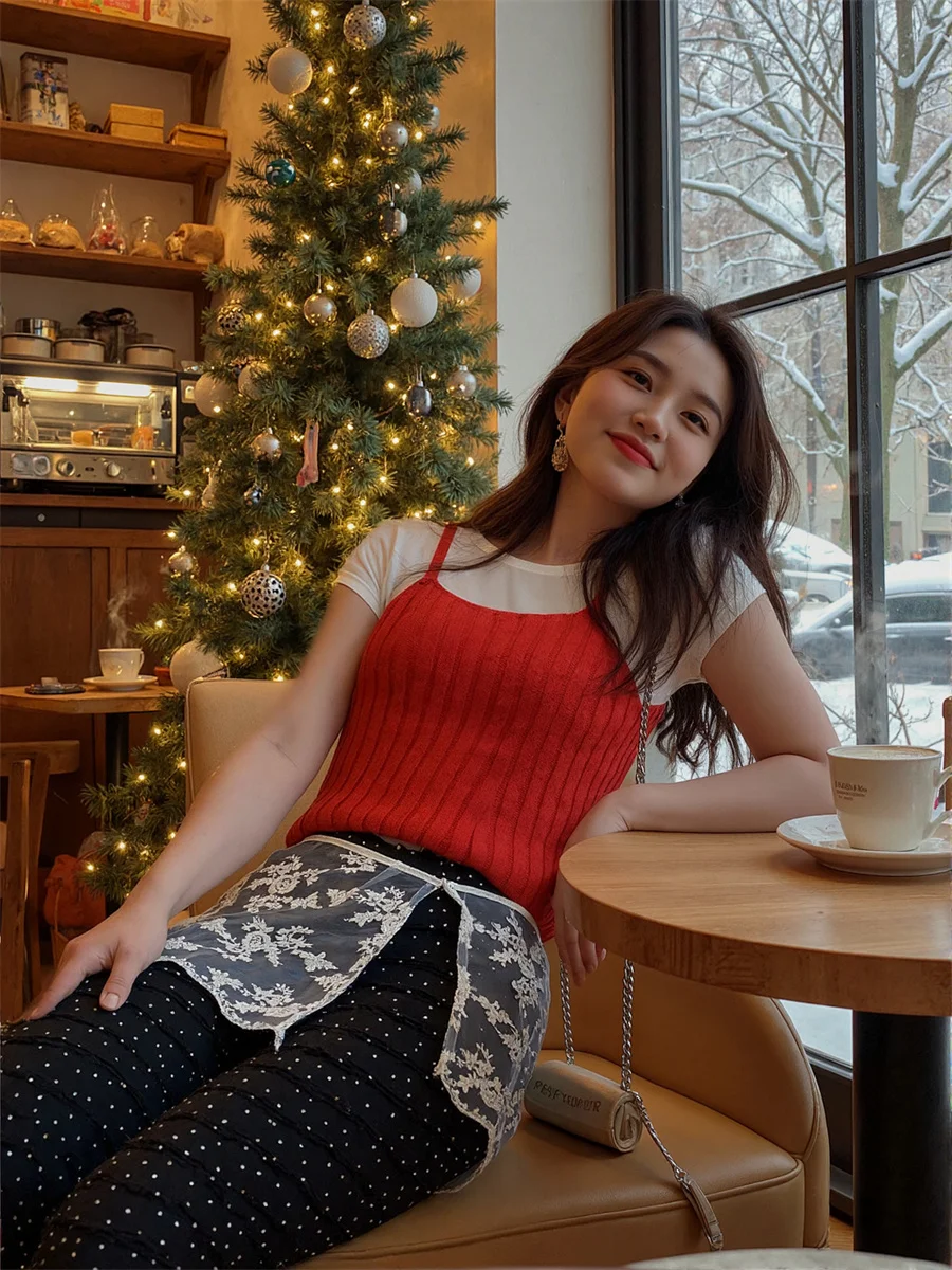 Mesh All-match Fashion Skirts Womens Shirred Patchwork Lace-up Pleat Comfortable Detail Artistic Feminina Layered Spring Unique