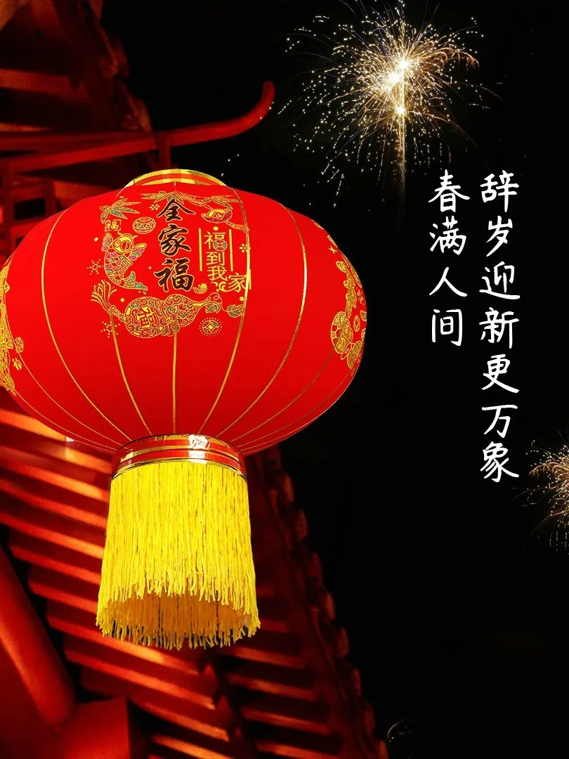 2pcs Chinese New Year Lucky Koi Fish Gold Trim Hanging Tassel Decor Lantern
