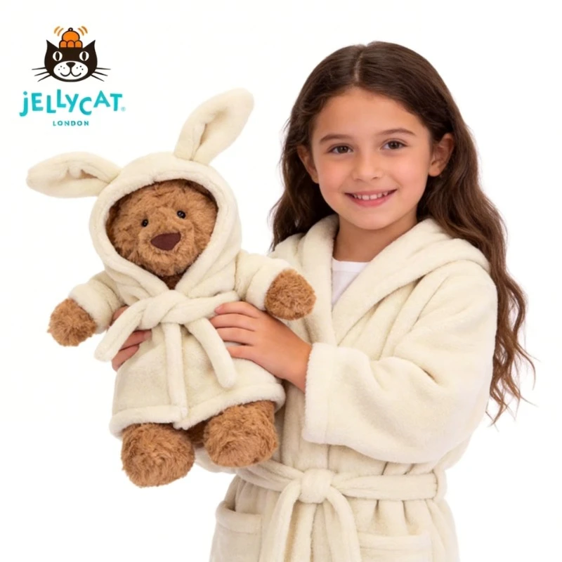 

Оригинальная плюшевая игрушка-медведь Jellycat Bartholomew в халате из Великобритании, успокаивающая мягкая кукла, подарок для малышей, детей и взрослых