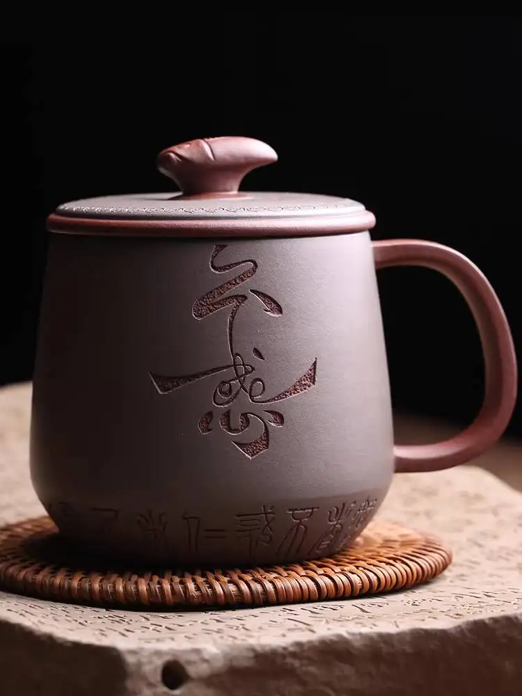 Yixing Original Mineral Purple Sand Master Non-Sticky Office Cover Fully Handmade Famous Artist Wu Chunyan Cup, Tea Set Gift