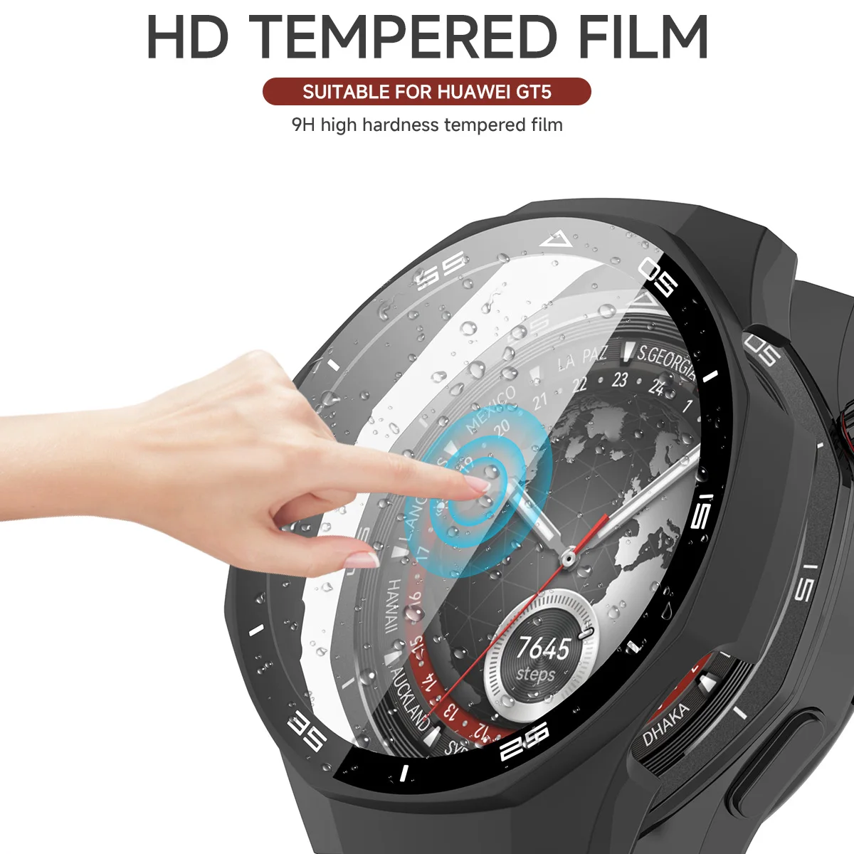 Case for Huawei Watch GT 5/GT5 Pro 46mm Tempered Glass Screen Protector&Hard PC Protective Bumper Huawei GT5 Cover Accessories