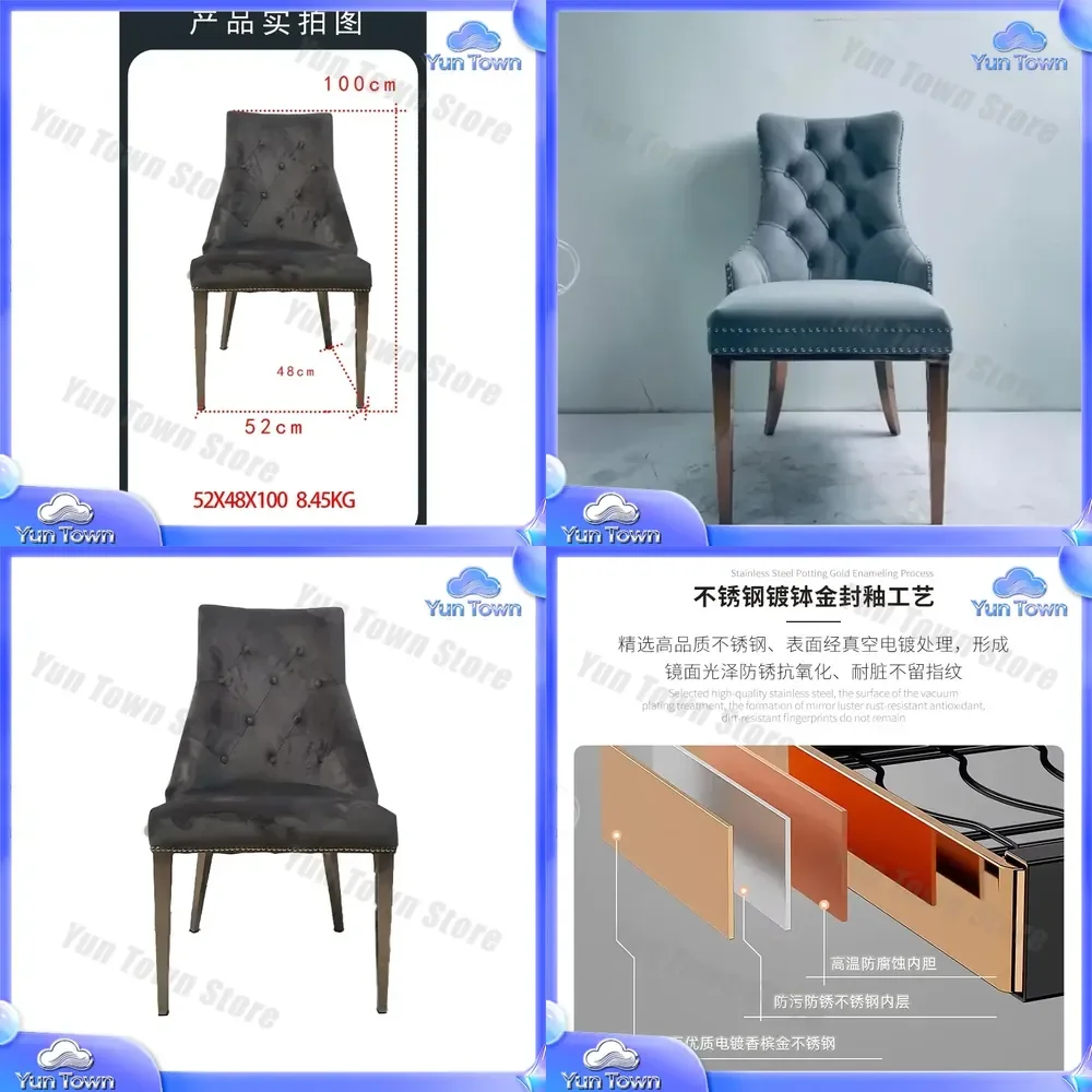 Nordic Light Luxury Fabric Pull Button Dining Chair for Hotel Restaurant Banquet Meeting Room Home Office Wholesale Modern