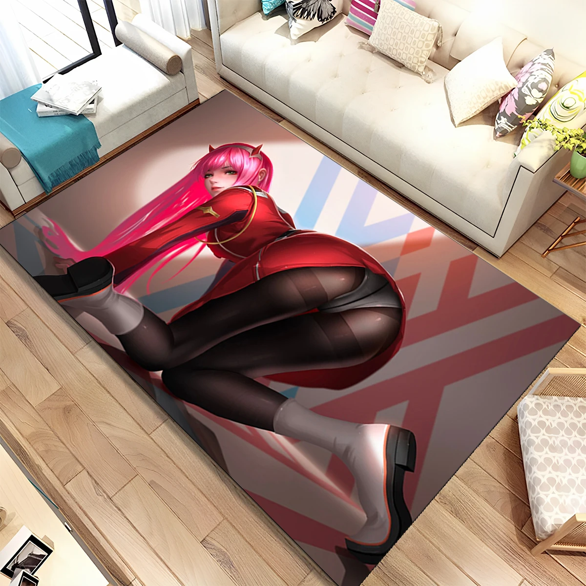 Sexy Girl Zero Two DARLING In FRANXX Area Rug,Carpet for Home Living Room Bedroom Sofa Doormat Decor,kid Non-slip Floor Mat Gift