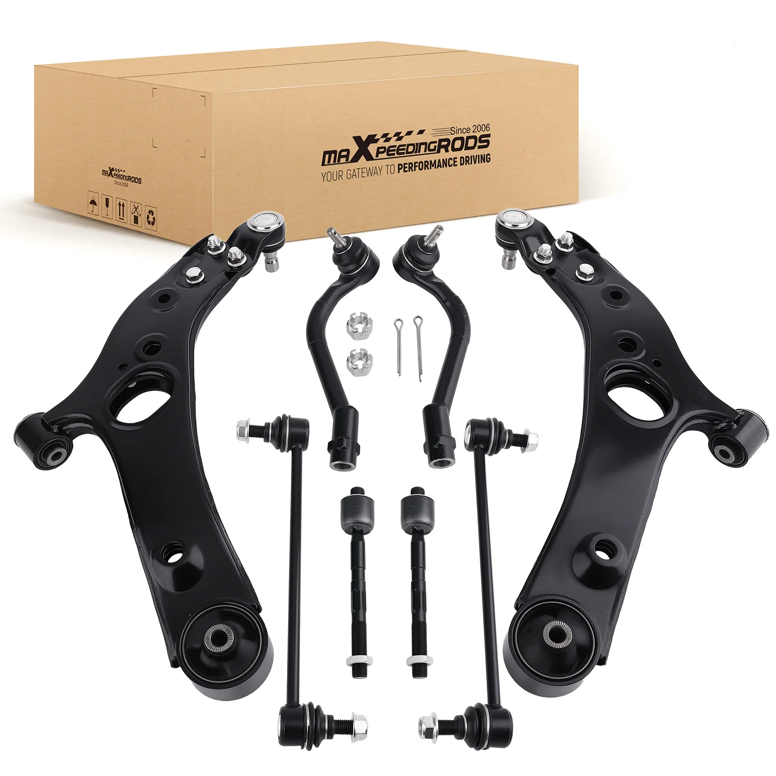 MaXpeedingrods 8pc Front Lower Control Arms + Tie Rods + Sway Bars For Kia Optima 2012 - 2015 For Hyundai Azera 2012-2014