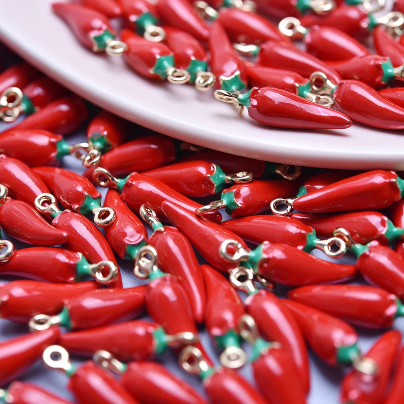 10pcs/Lot Three Dimensional Chili Peppers Charms For Jewelry Making Supplies Enamel Charm Handmade Earrings Necklace DIY Pendant