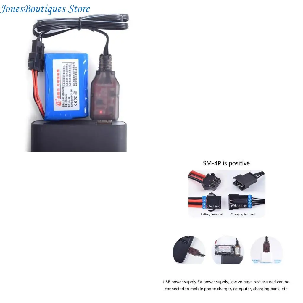 USB Cord SM4P Charging Cable For 7.4V Lithium Battery Suitable ForRC Buggies And Boats LED Charging Indicators W8KE