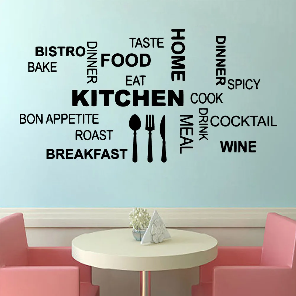 1 pc hot sale kitchen utensils Wall Sticker Pvc Removable For Baby Kids Rooms Decor Waterproof Wall Art Decal Adhesive Wallpaper