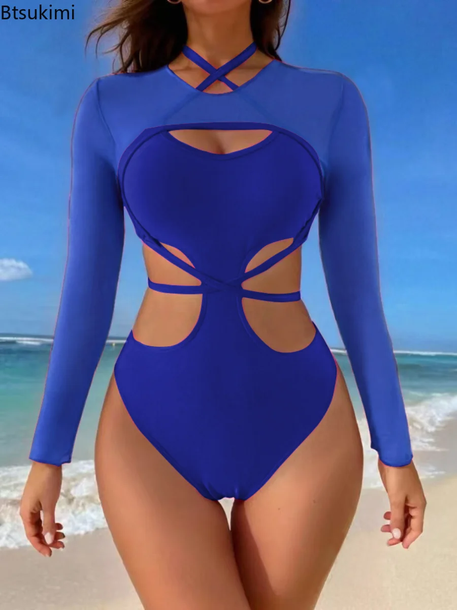 2025 Solid Vintage One Piece Swimsuit Retro Swimwear Women Swimsuit Bandeau Bathing Suit Beachwear Monokini Female Swimming Suit