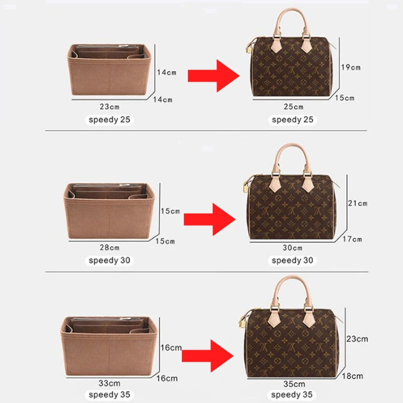 انفصال ورأى محفظة إدراج المنظم لحقيبة يد فاخرة بسرعة 25 30 35 حقيبة مستحضرات تجميل المشكل بطانة السفر الحقيبة الداخلية