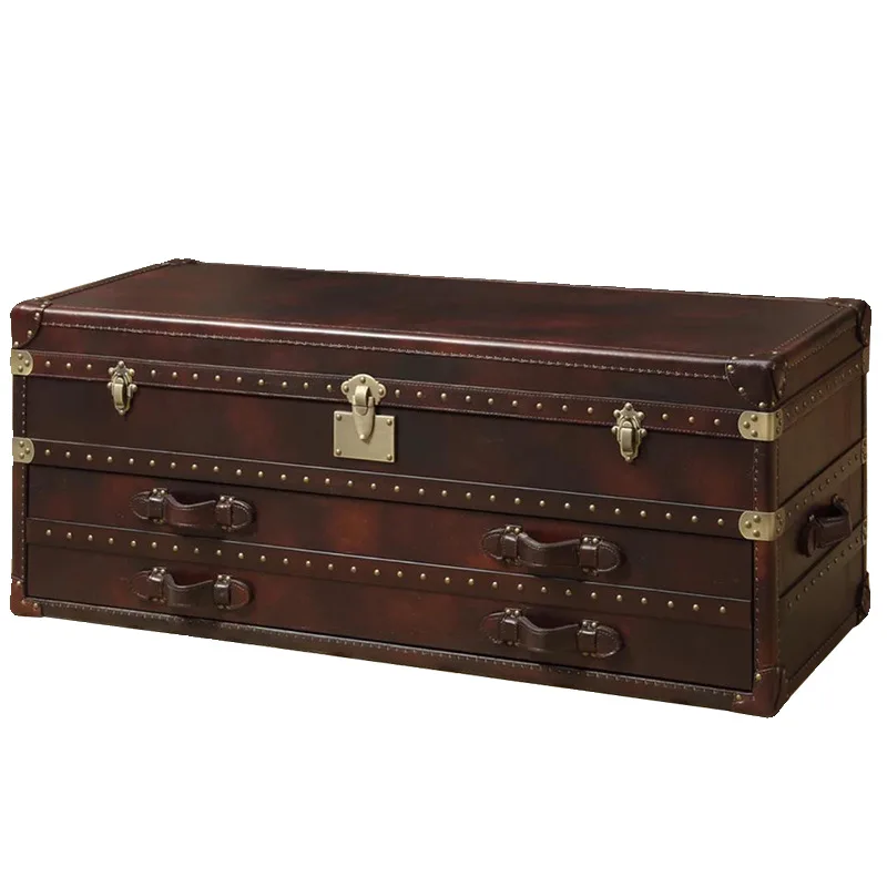 Suitcase luggage table, English-style covered ancient box coffee table, medieval cigar bar tea shop
