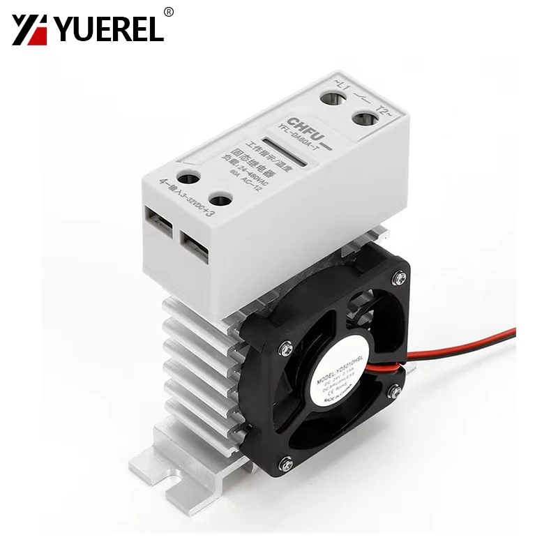Solid State Relay DA/AA/DD 10A 25A 40A 60A 80A 100A 120A Din Rail Relay With Radiator Fan Single Phase SSR