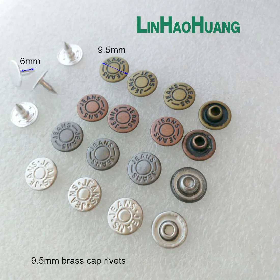 200Set Brass Cap Rivets, Metal Jeans Button Rivet Studs for Denim Pants Skirt Clothing Leather Craft Sewing Hardware Accessories