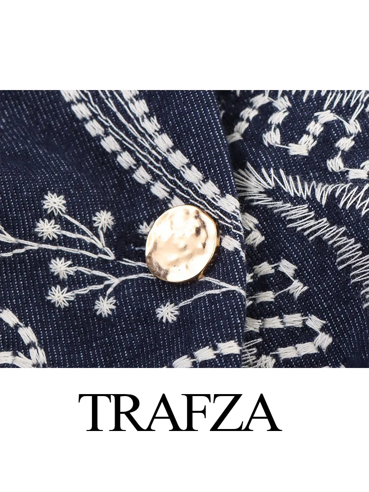 

TRAFZA Women's Summer Fashion V-neck Flower Embroidered Cropped Vest Top+Temperament High Waist Zipper Slim Casual Culottes Suit