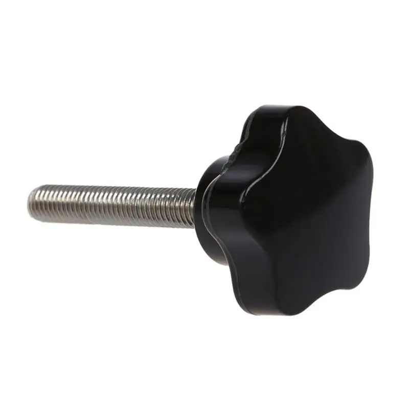 M12K-5Pcs M8 X 50Mm Thread Replacement Star Hand Knob Tightening Screw Black Silver Tone