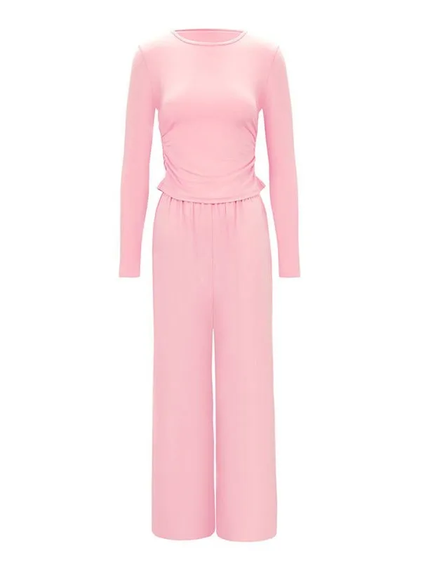 ゆったりとしたストレートレッグのワイドカジュアルパンツ レディース エレガントで快適なミッドウエスト/ローウエストパンツ PVC素材/PU素材