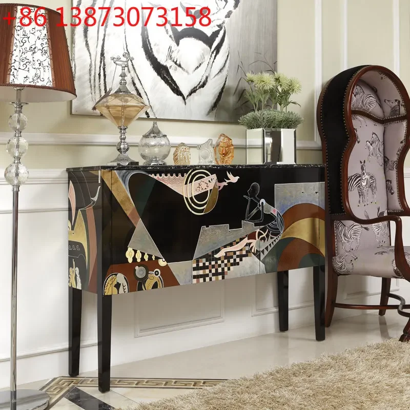 

Modern simple door light luxury marble solid wood dining side entrance partition cabinet