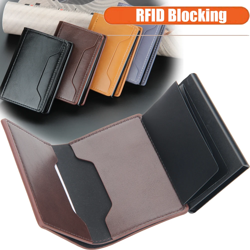 

Card Wallet for Men Slim Minimalist Wallet for Men RFID Blocking Front Pocket Wallet Metal Wallet Multi-Card Slots