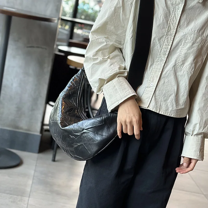 2023 Hobos Bag Leather Women's Single Shoulder Crossbody Cowhide Bag Hand Luxury Chest Bag Casual