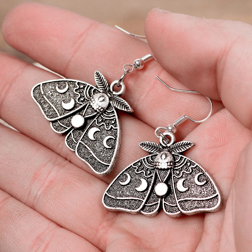 

Vintage Moths Pendants Earrings Hooks Halloween Classic Elements Fashion Accessories Women Autumn Jewellery Gifts for Friends