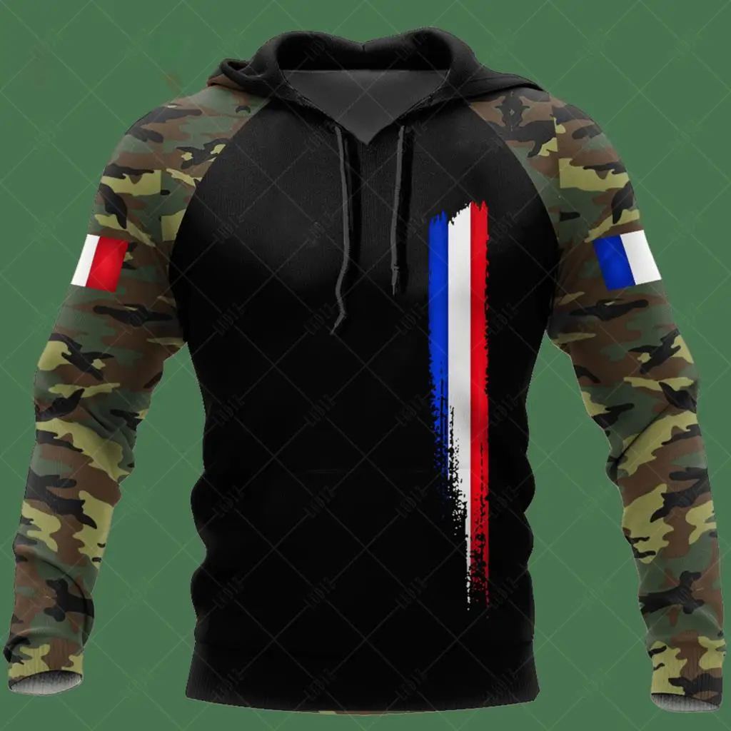 France Army Camouflage Men Ladies Hoodies Commando ARMY-VETERAN 3D Special Forces Long Sleeved Tactical Shirts Men\'s Clothing