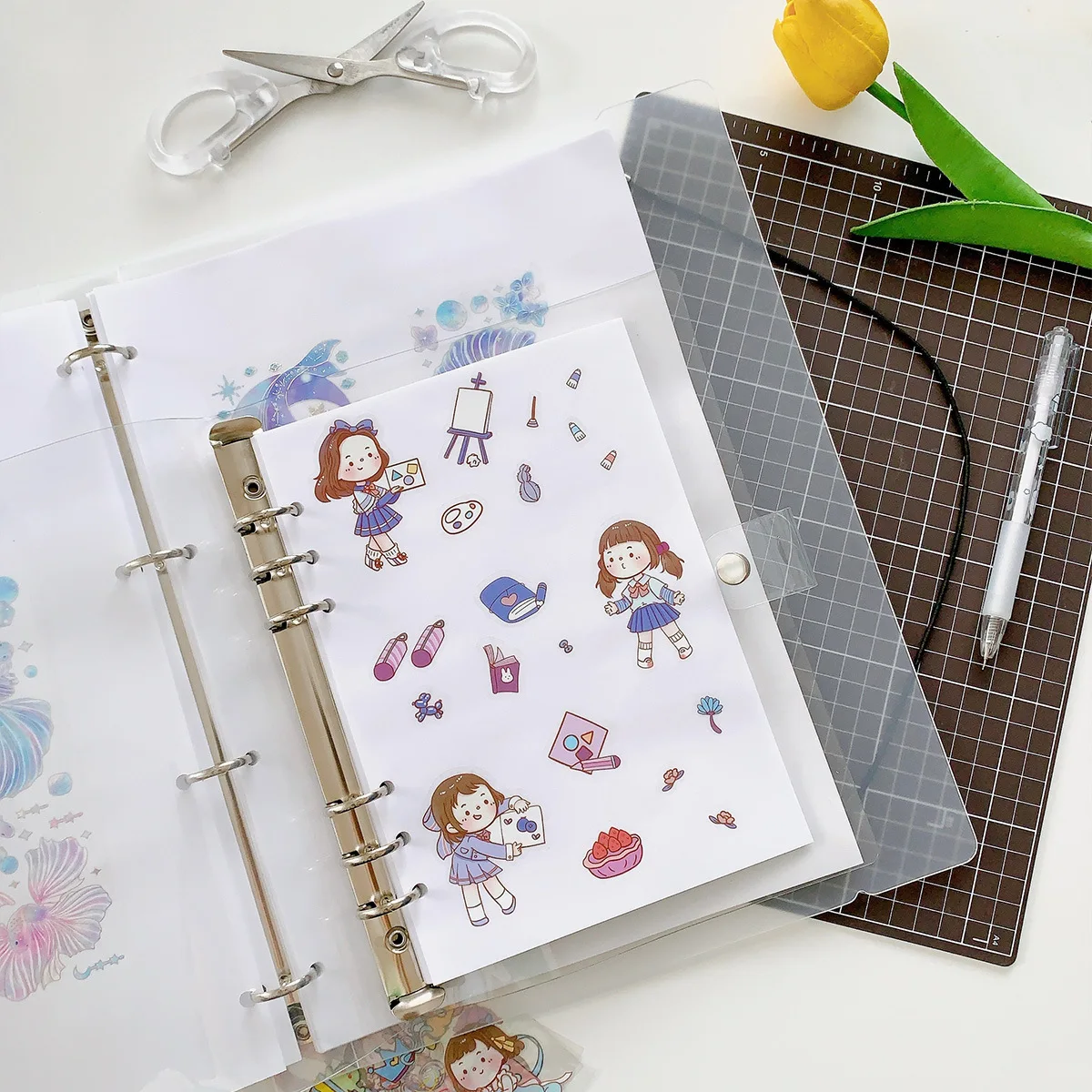 A5 6 ring 40 Sheets Blank Release Paper Binder Refills for Collecting Sticker Reusable Sticker Paper Pages Binder Insert Sheet