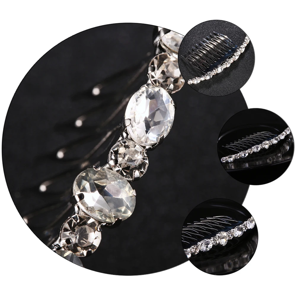 

1 pc Alloy Comb Rhinestones Exquisite Handmade Hair Decor Wedding Party Dance Engagement Anniversary Daily Use Silver Glass