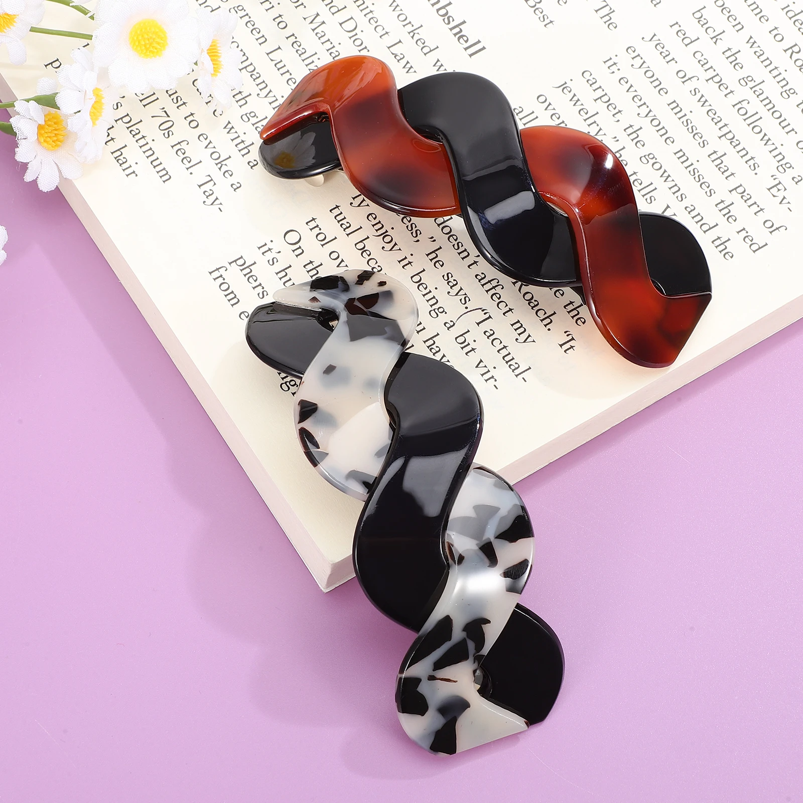 

2pcs Flat Retro Barrettes Thick Snap Clips Stylish Secure Hold Comfortable Large Clips For Women Half Up Hairstyles Lightweight