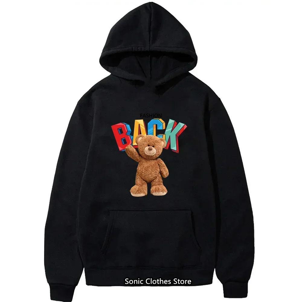 Bear Hip Hop Loose Oversize Hoody Men's Sportswear Fashion O-Neck Hoodies Men Sweatshirt Harajuku Streetwear Pullovers