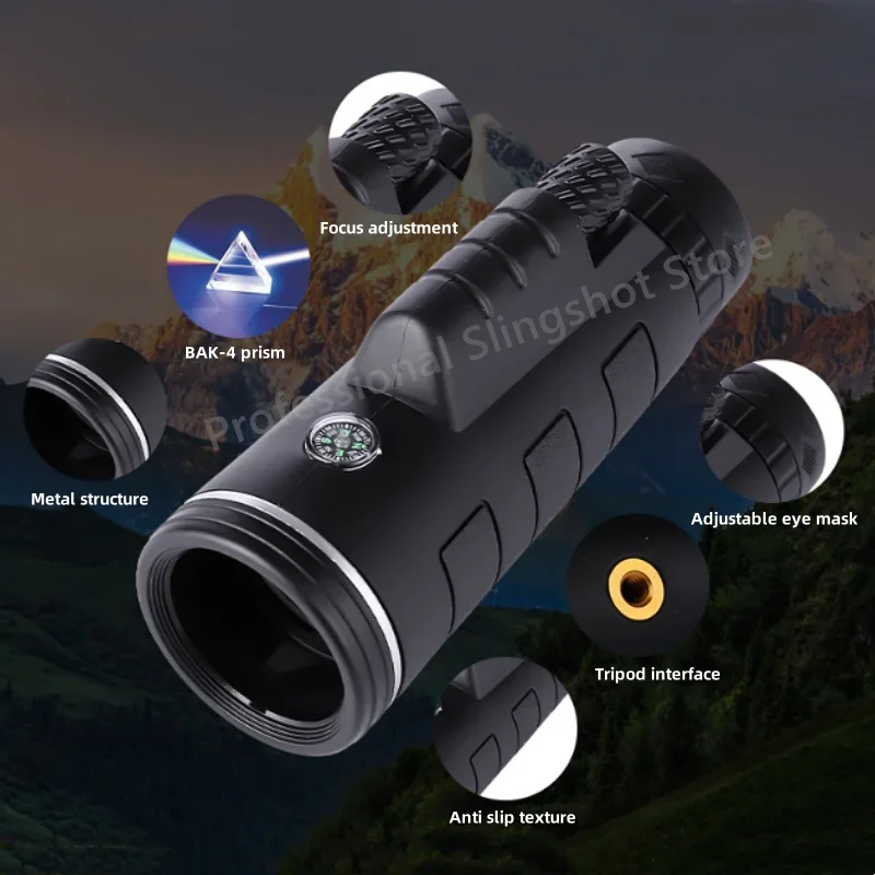 Portable 40X60 Single Tube Telescope Military Zoom High-definition BAK4 Powerful Dual Tube Remote Prism Professional Hunting