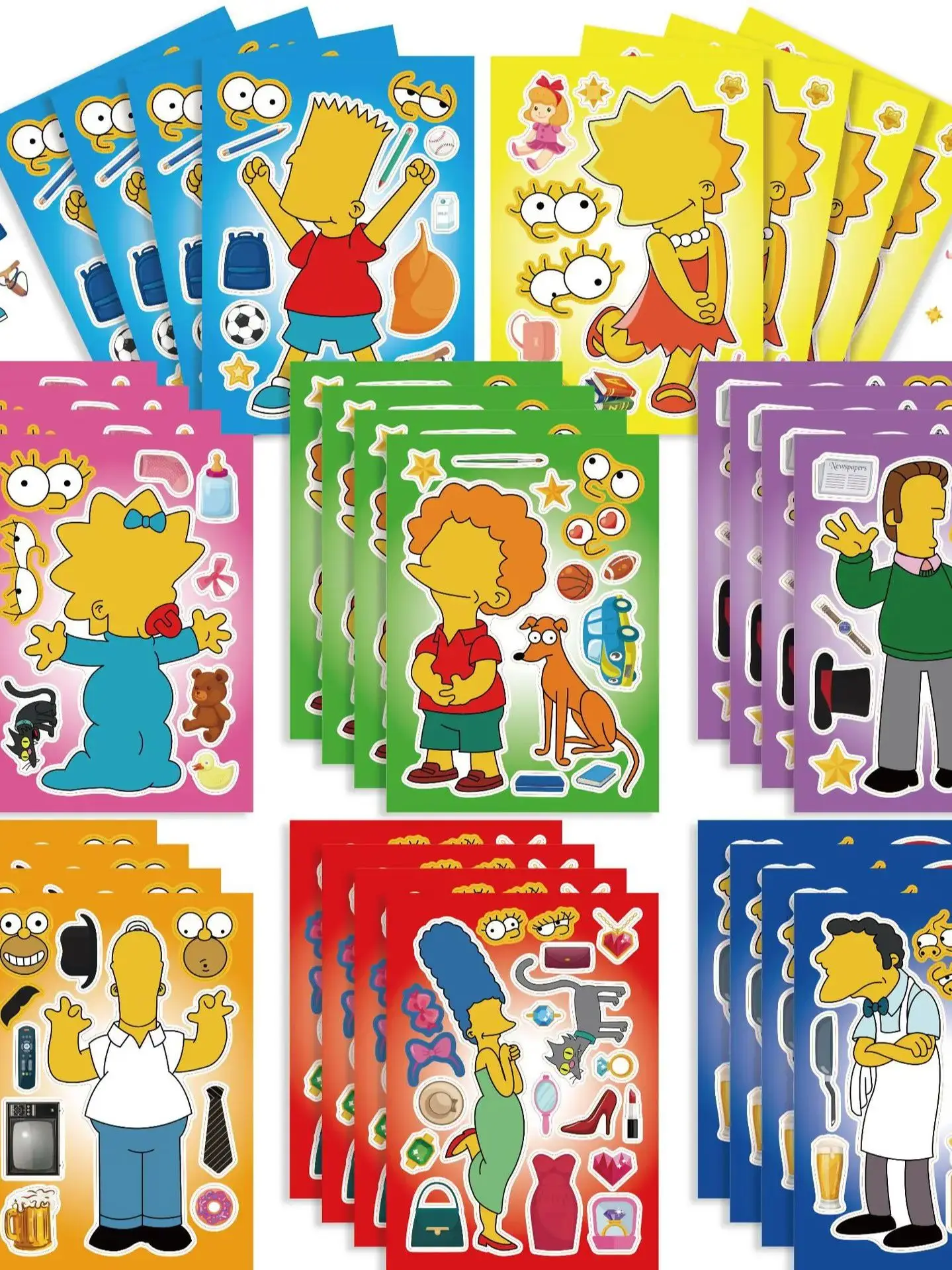 8/16 feuilles les Simpsons famille dessin animé comédie Puzzle autocollant bricolage téléphone ordinateur portable bagages planche à roulettes Graffiti décalcomanies amusant pour cadeau