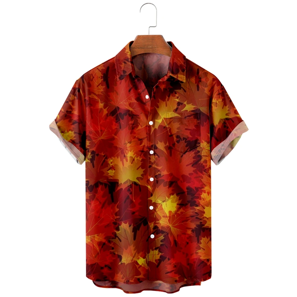 

2022 maple leaf Shirts For Men 3d Printed Men's Hawaiian Shirt Beach 5xl Short Sleeve Fashion Tops Tee Shirt Men Blouse