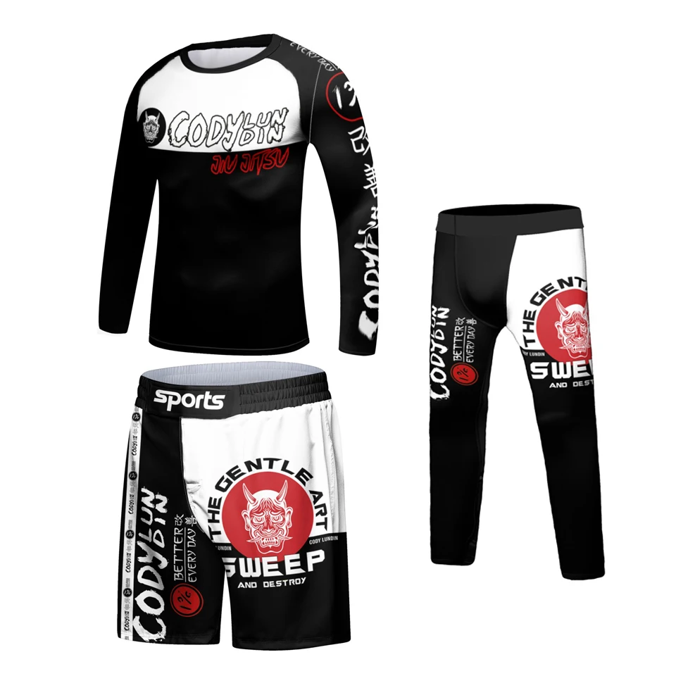 New Kid's Kimono Jiu Jitsu Mma T-shirt+Pants Sets Sport Boxing Muay Thai Shorts Bjj Rashguard for Boy Clothing Boxeo Sportsuits